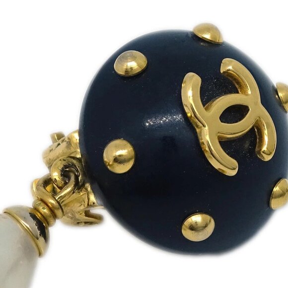 Chanel Artificial Pearl Dangle Earrings Clip-On Gold 96C - Picture 2 of 4